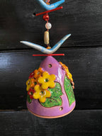 Carillon éolien en céramique avec fleurs 3D, décoration de jardin, hauteur 95 cm