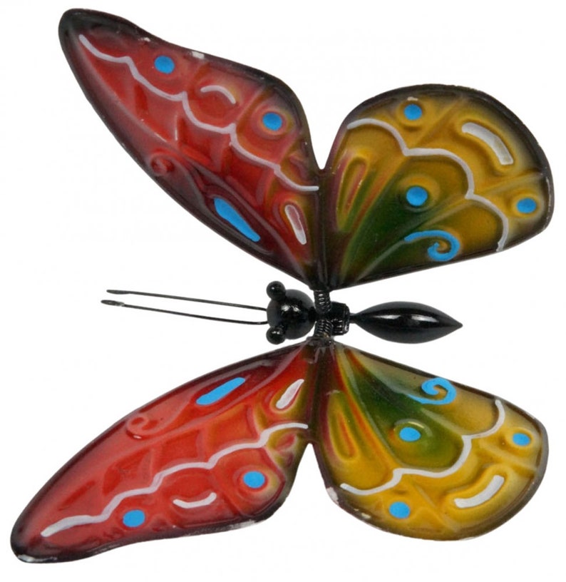 Lot de 3 tuteurs de jardin papillons en agate, 55 cm, décoration jardin