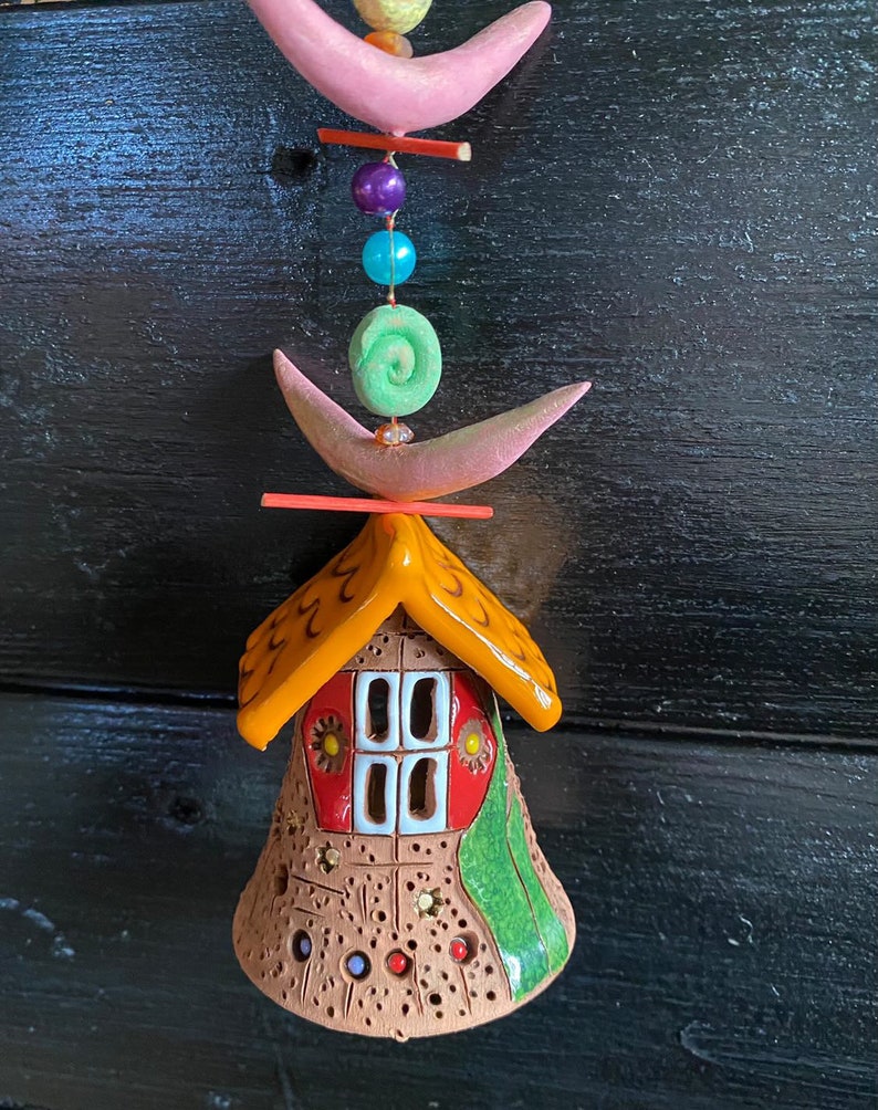 Cloches murales en céramique pour maison et jardin - Carillons éoliens décoratifs, 95 cm