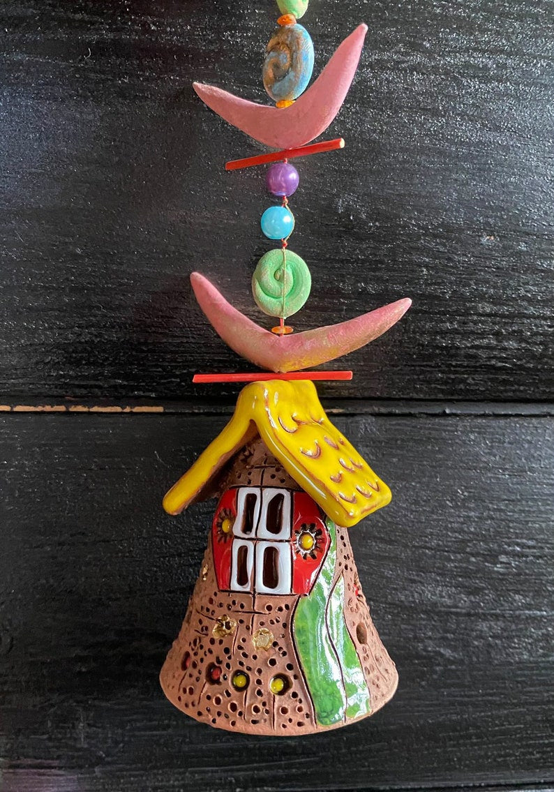 Cloches murales en céramique pour maison et jardin - Carillons éoliens décoratifs, 95 cm