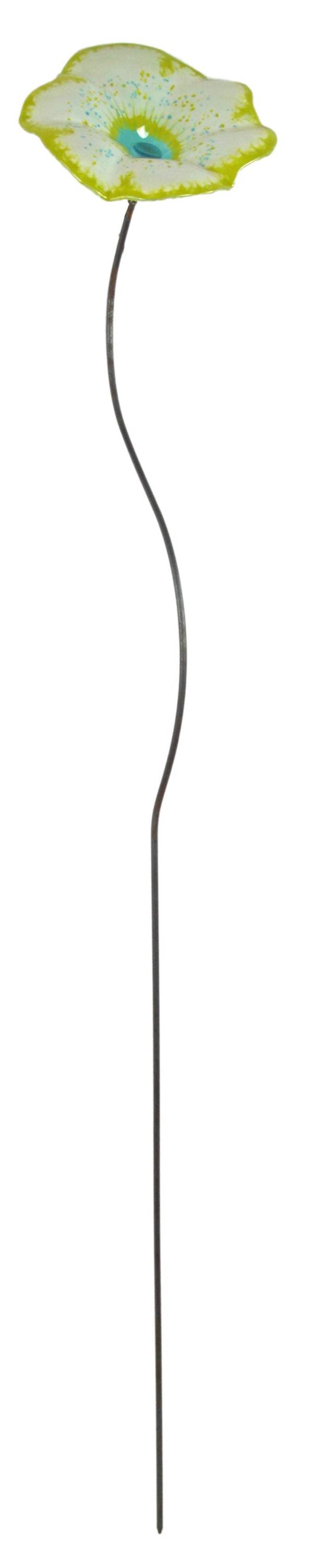 Tuteur de jardin en verre blanc 100 cm avec bordure verte