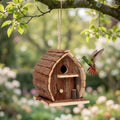 Nichoir en bois rustique extérieur avec abri et mangeoire pour jardin