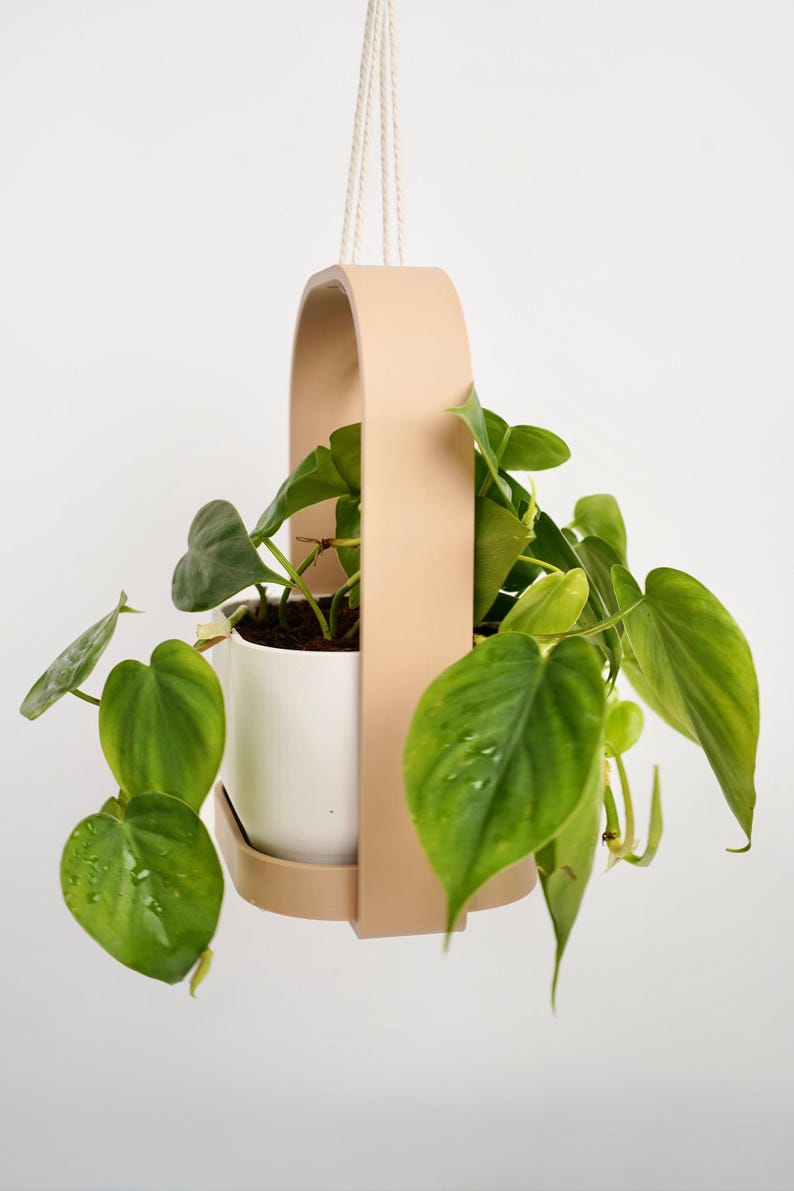 Jardinière suspendue d'intérieur minimaliste moderne avec cadre et soucoupe