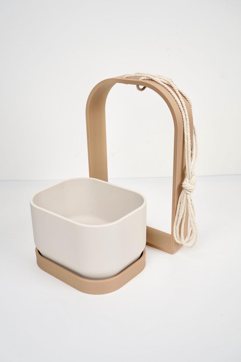 Jardinière suspendue d'intérieur minimaliste moderne avec cadre et soucoupe