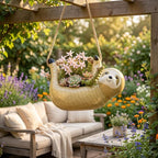 Pot suspendu paresseux en céramique, support pour plantes succulentes, décoration intérieure bohème, suspension en corde naturelle