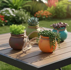 Jardinière suspendue en céramique à plusieurs niveaux, support mural pour succulentes, design bohème rustique