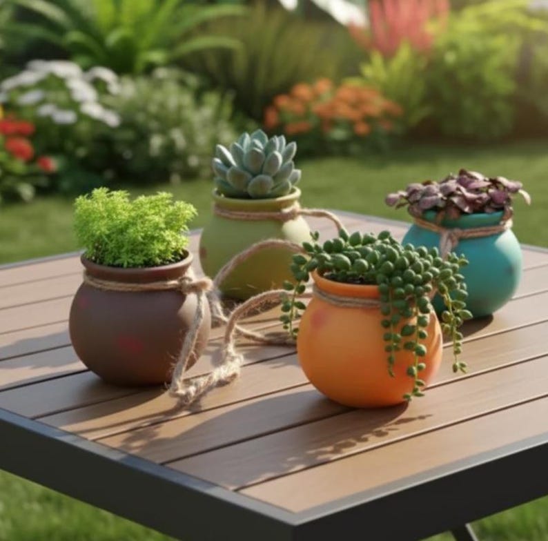 Jardinière suspendue en céramique à plusieurs niveaux, support mural pour succulentes, design bohème rustique