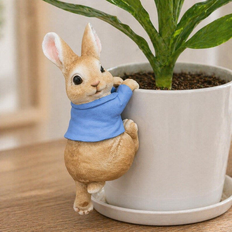Jardinière suspendue lapin, décoration pour pot de fleurs, statue de jardin, ornement extérieur mignon