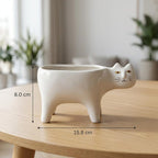 Pot de fleurs chat en céramique blanche, petit pot pour plantes d'intérieur à poser sur un bureau