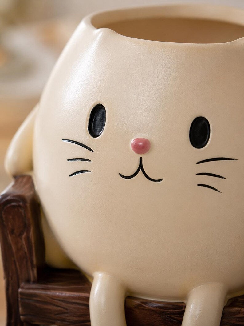 Jardinière suspendue en résine pour chat, pot de fleur animal, décoration intérieure