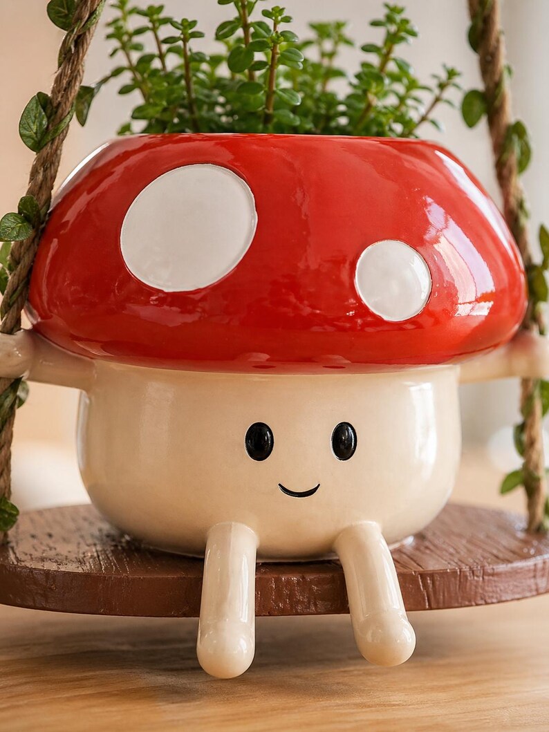 Jardinière suspendue champignon résine porte-plante succulente décoration jardin