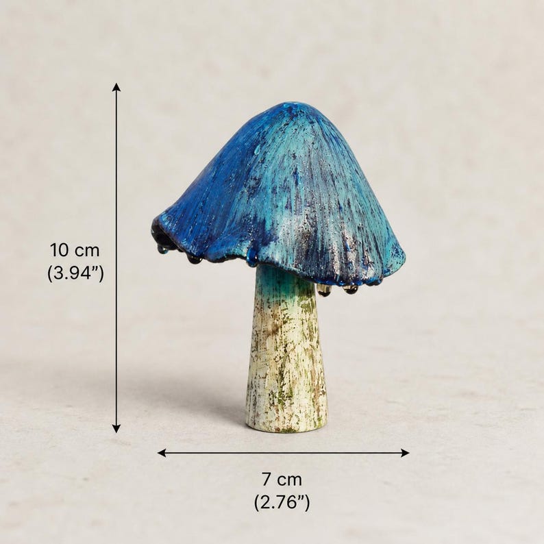 Statue de jardin champignon bleu, décoration féerique, figurine en résine 10 cm