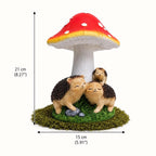 Statue de jardin champignon hérisson résine 21 cm, décoration féerique extérieur, ornement animal forêt