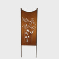 Stèle de jardin en métal rouillé à motif floral, 115 x 38 cm, décoration extérieure