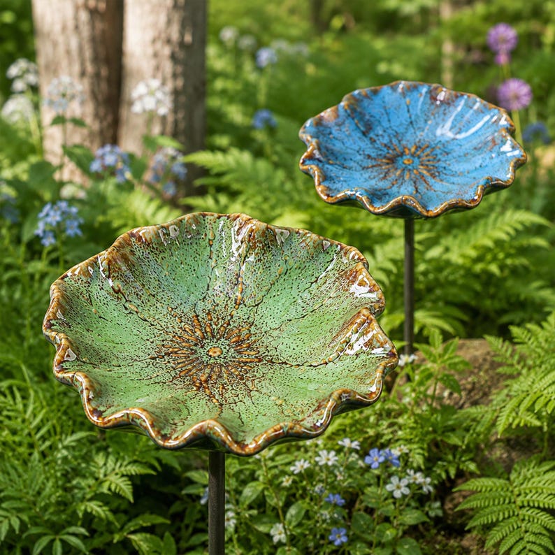 Abreuvoir pour abeilles en céramique avec piquet, décor de jardin pour oiseaux