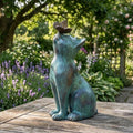 Statue de jardin chat avec papillon, finition bronze rustique, décoration animalière d'extérieur, 20 cm