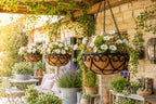 Jardinière suspendue en métal coeur avec doublure en noix de coco pour décoration de jardin terrasse