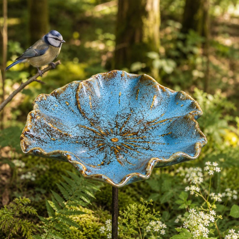 Abreuvoir pour abeilles en céramique avec piquet, décor de jardin pour oiseaux