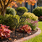 Piquet de jardin oiseau chanteur en métal noir, décoration extérieure silhouette