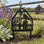Piquet de jardin en métal, oiseau rustique sur clôture, décoration extérieure, ornement de ferme