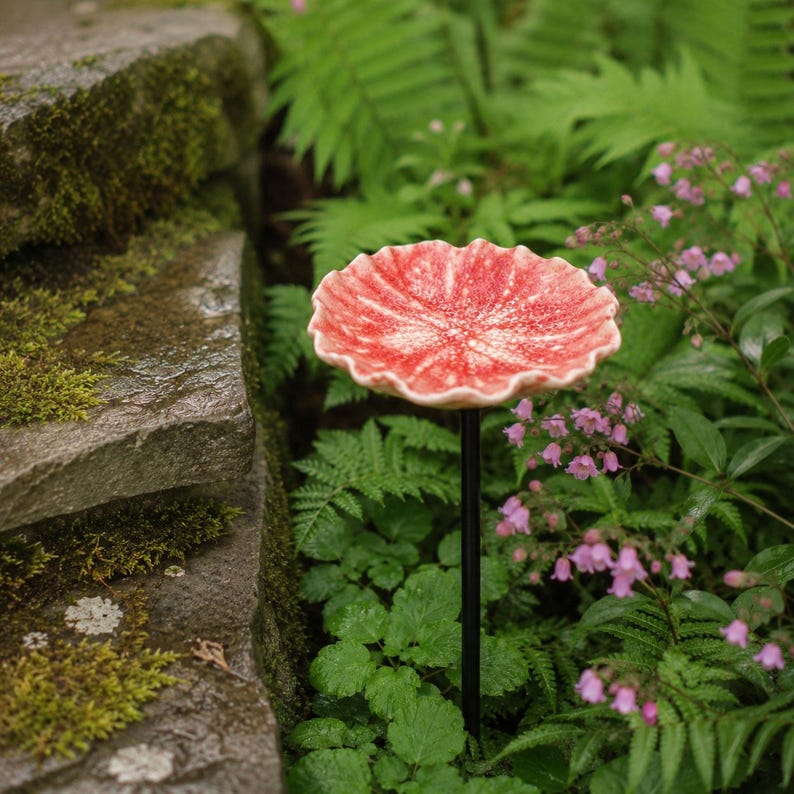 Abreuvoir pour abeilles en céramique avec piquet, décor de jardin pour oiseaux