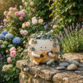 Pot guitare souriant en résine – Pour succulentes, déco kawaii intérieur/extérieur, 10 x 11 cm