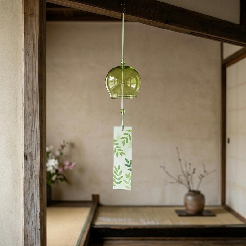 Carillons éoliens en verre, style Furin japonais, motifs colorés
