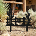 Piquet de jardin en métal orné d'un cactus saguaro et d'une corde, décoration de jardin style désert