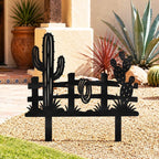 Piquet de jardin en métal orné d'un cactus saguaro et d'une corde, décoration de jardin style désert